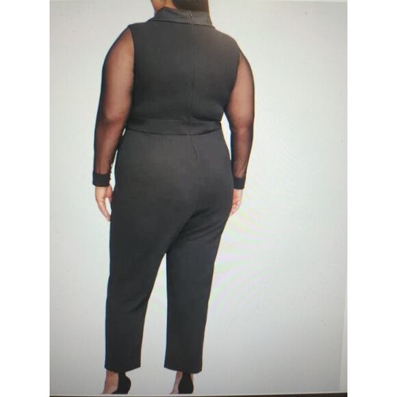 Jessica Howard Formal Jumpsuit Women's 24W NWT Sheer Sleeve Satin Pockets Tuxedo - Picture 3 of 12